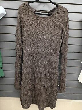 Free People Textured Long Sleeve Chocolate Dress